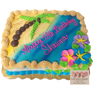 Beach Themed Sheet Birthday Cakes