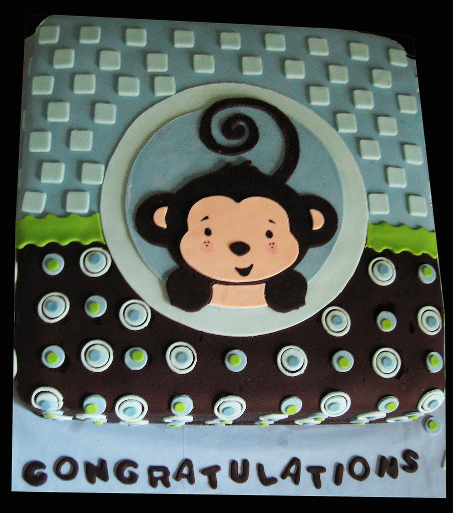 Boy Monkey Theme Baby Shower Cake