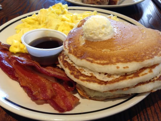 Breakfast Pancake Eggs and Bacon