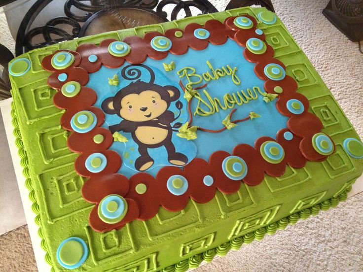 Monkey Boy Baby Shower Cake