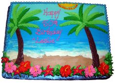 Sheet Cakes with Palm Trees