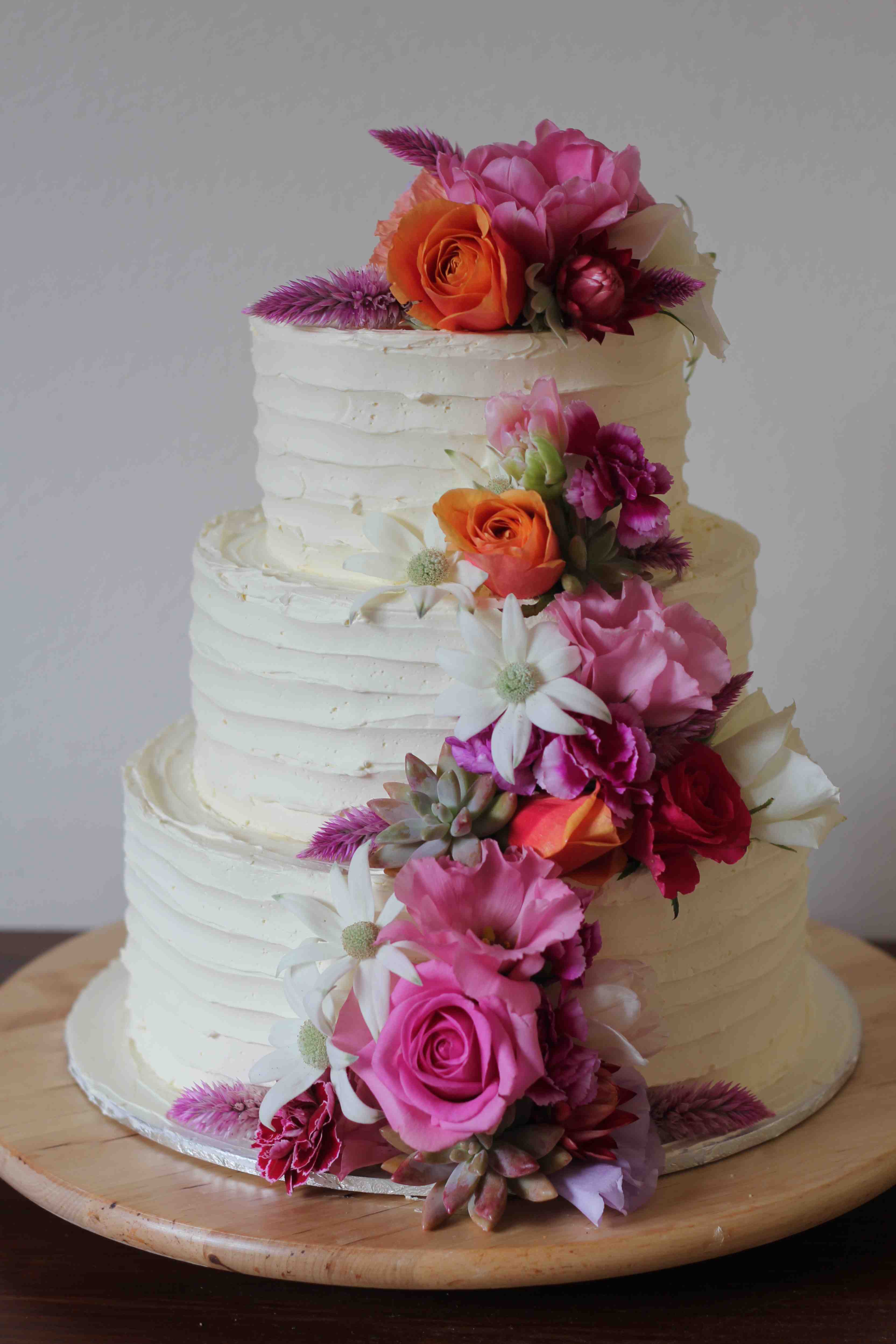 Wedding Cake with Fresh Flowers