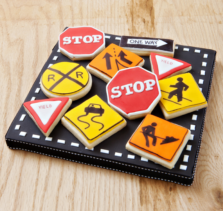 Construction Road Sign Cookies