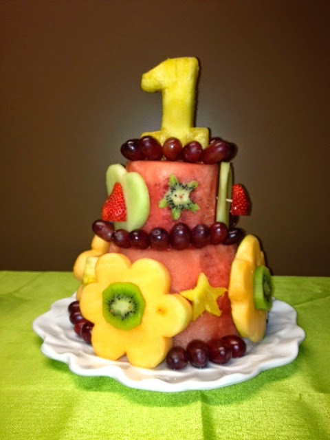 Fresh Fruit Birthday Cake Made Out Of