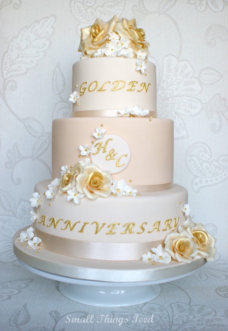 Golden Wedding Anniversary Cake