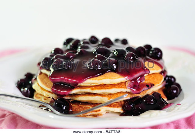 Pancakes with Blueberry Topping