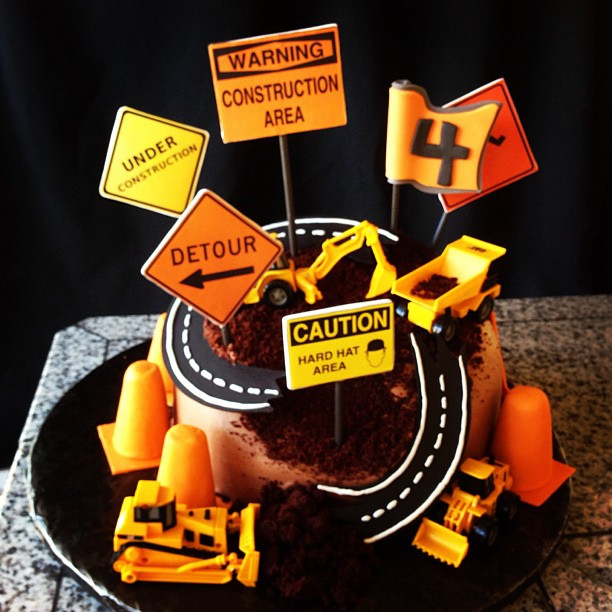 Road Construction Birthday Cake