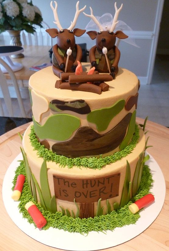 The Hunt Is Over Grooms Cake Camo