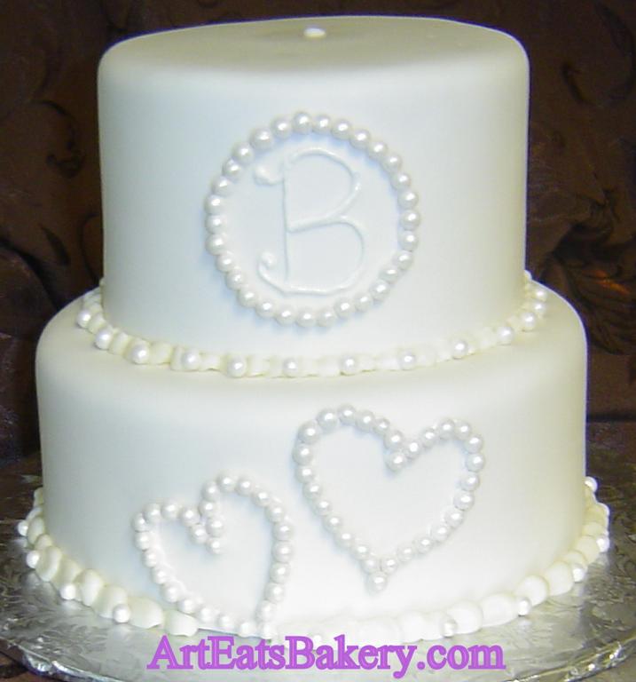 2 Tier Anniversary Cakes with Pearls