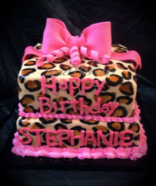 Cheetah Print Birthday Cake