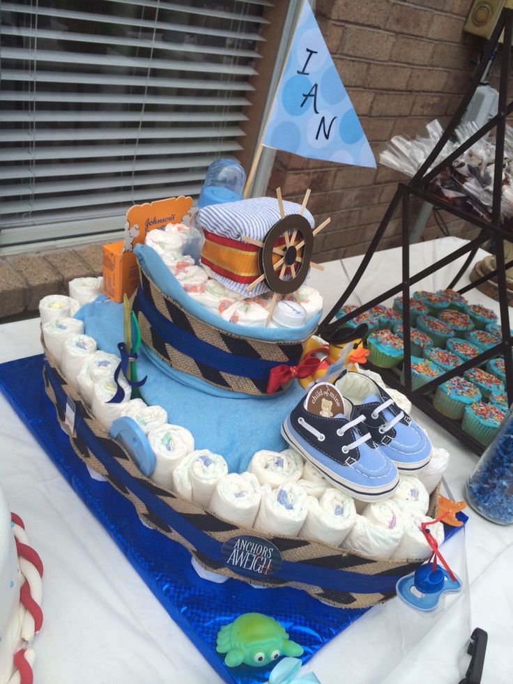 Nautical Baby Shower Diaper Cake Boat