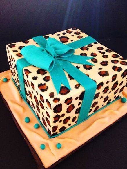 Turquoise Leopard Print Cake