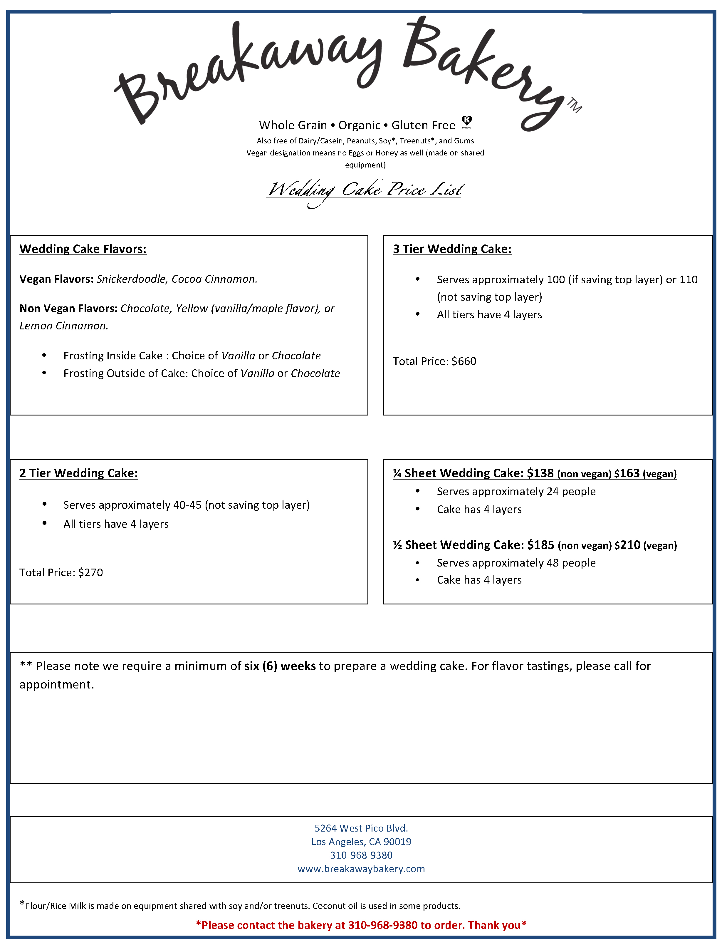 Wedding Cakes Prices Bakery