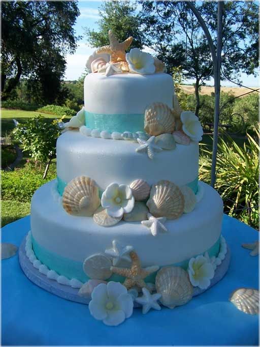 Beach Theme Wedding Cake