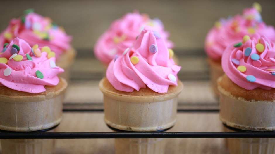 Birthday Cake Ice Cream Cone Cupcakes