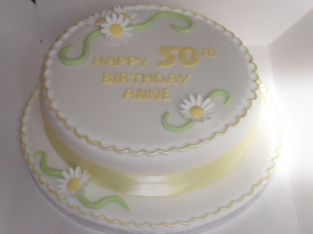 Birthday Cake with Yellow Flowers