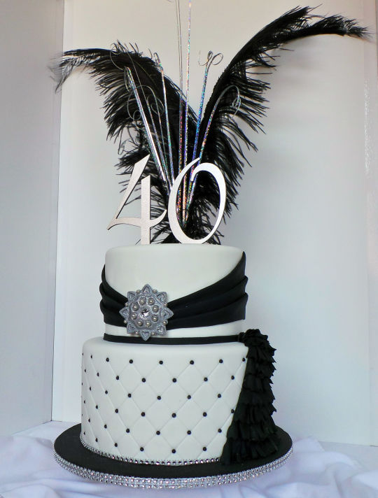 Black and Silver Elegant Birthday Cakes