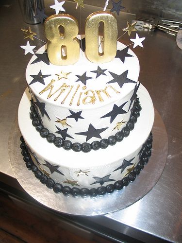 Black White and Gold Birthday Cake