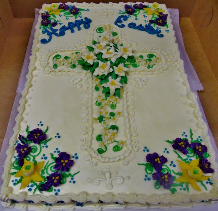 Easter Cross with Flowers and Cake