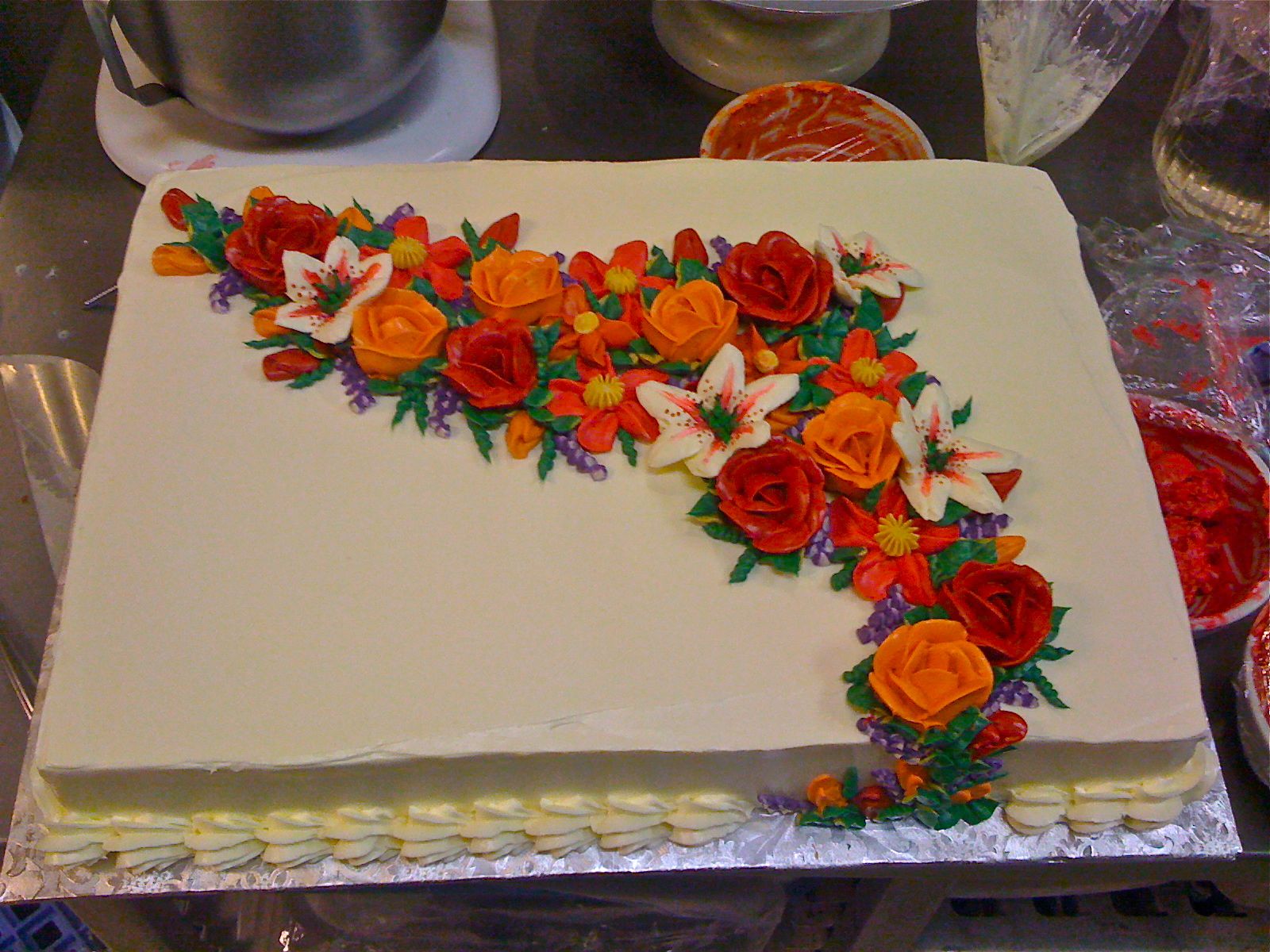 Fall Flower Sheet Cake