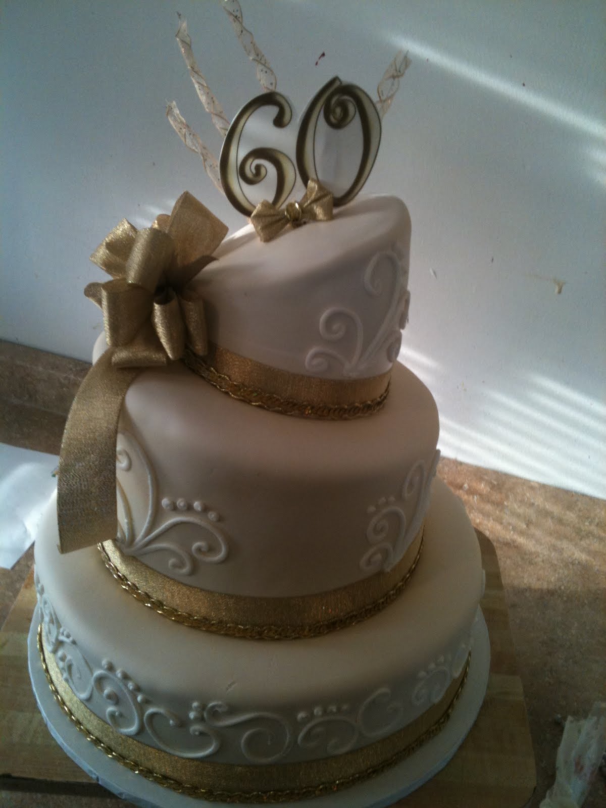 Gold 60th Birthday Cake