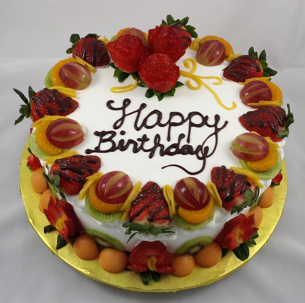 Happy Birthday Cake with Fruit