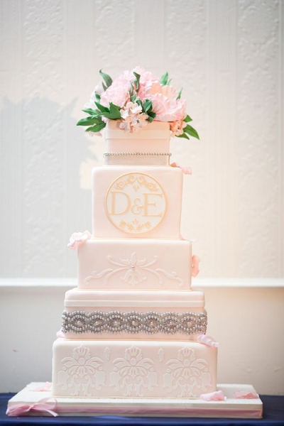 Monogram Initial Wedding Cake