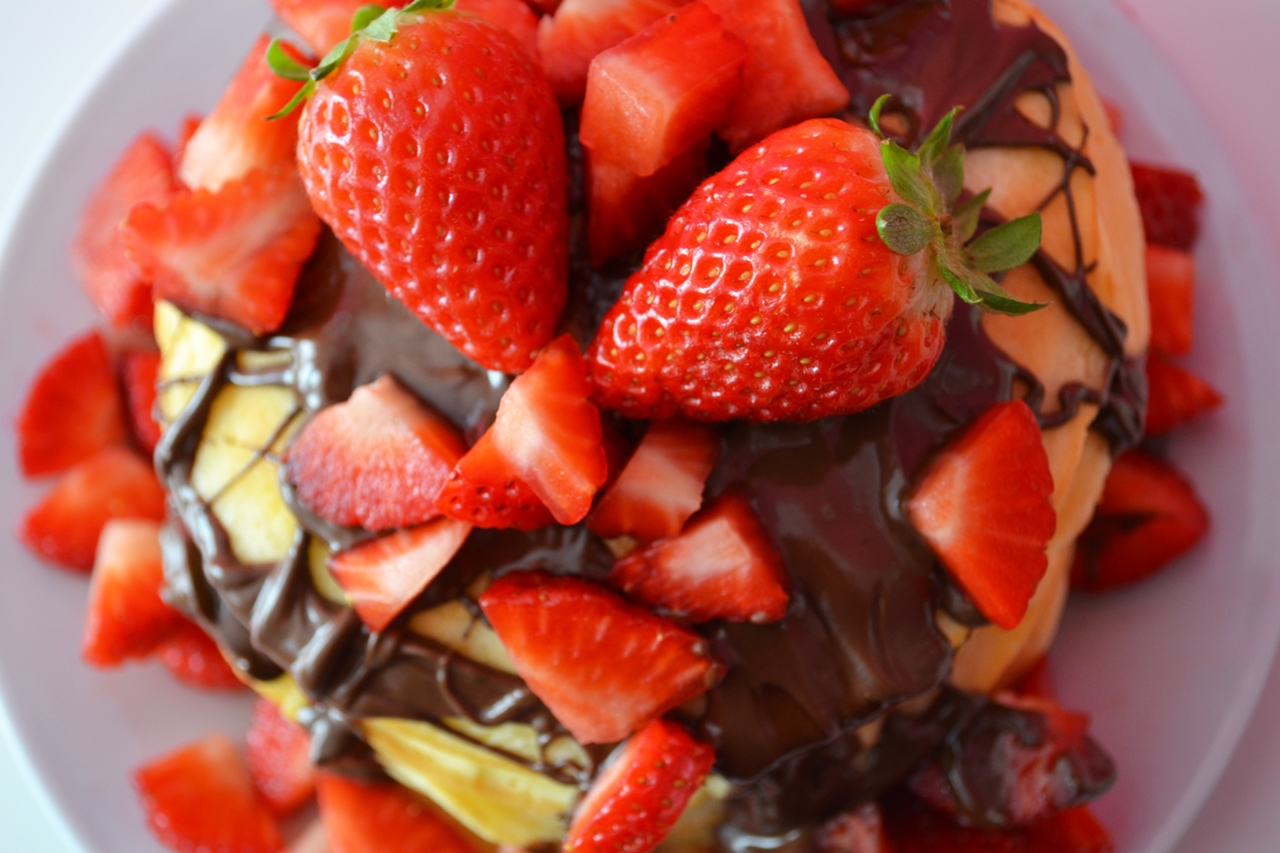 Nutella Pancakes with Strawberries