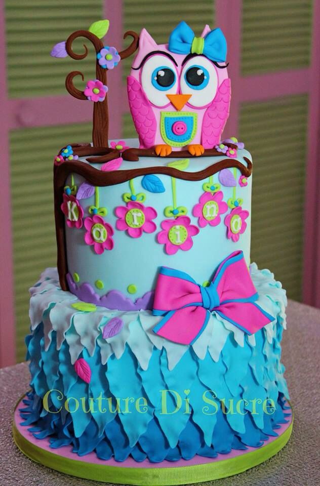 Owl 1st Birthday Cake