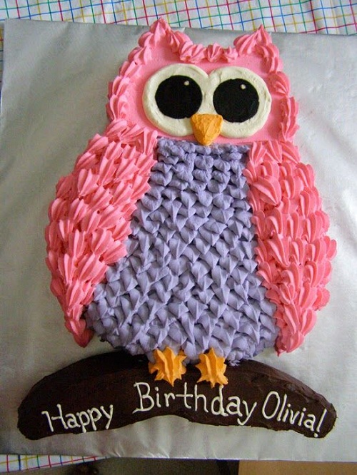 Owl Birthday Cake with Cupcakes