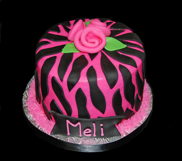 Pink and Black Zebra Print Cake