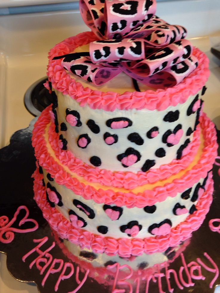 Pink Cheetah Print Cake