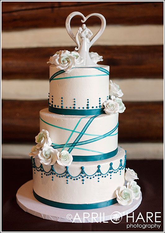 Purple and Teal Wedding Cake