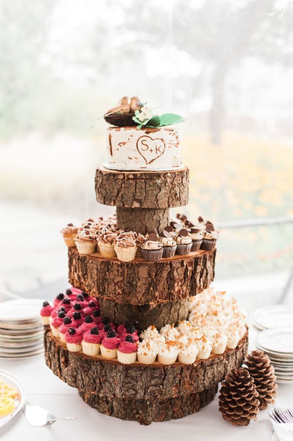 8 Tree Bark Cupcakes Photo Rustic Wedding Cake Cupcake Stand