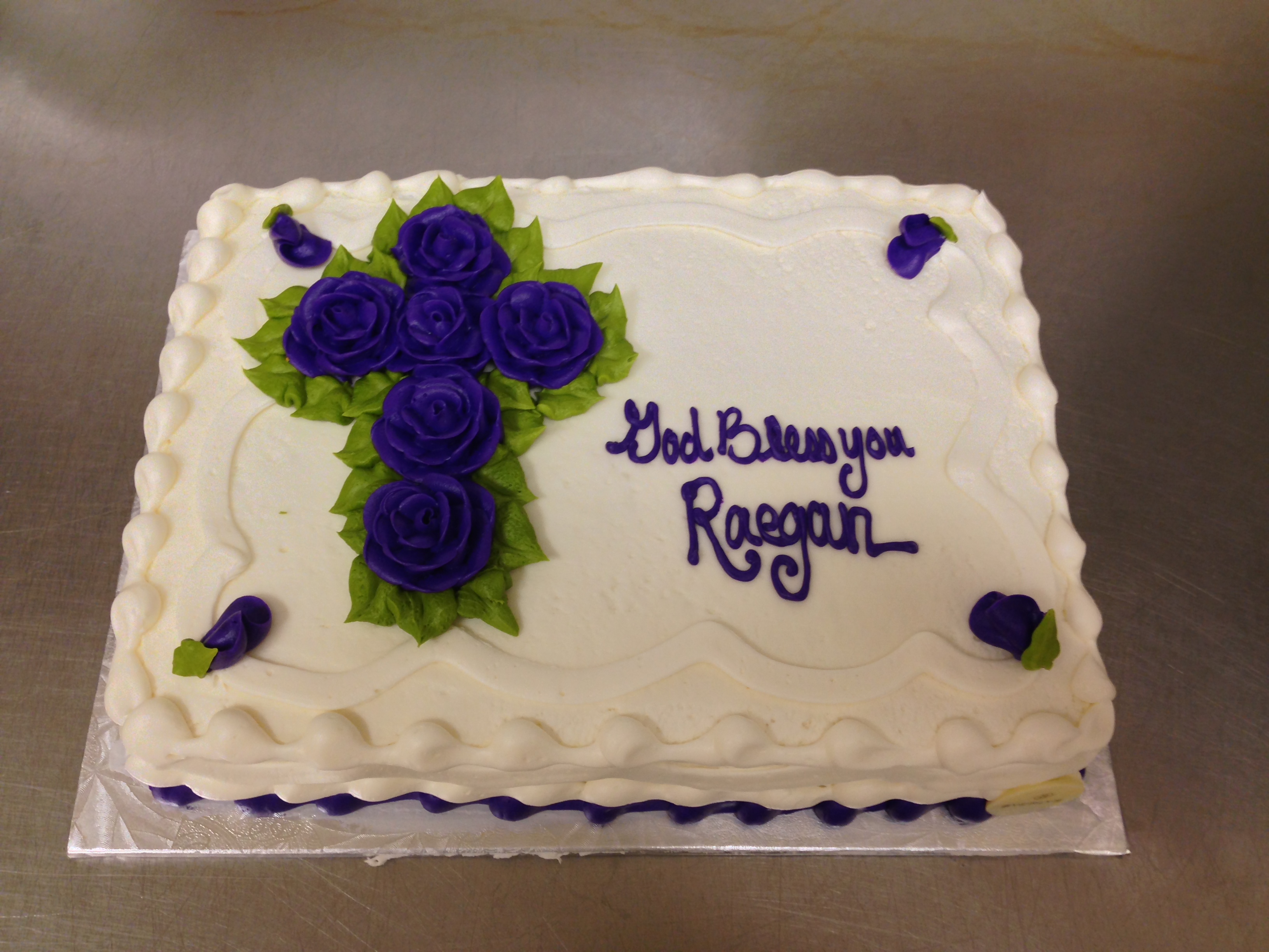 Sheet Cake with Purple Flowers