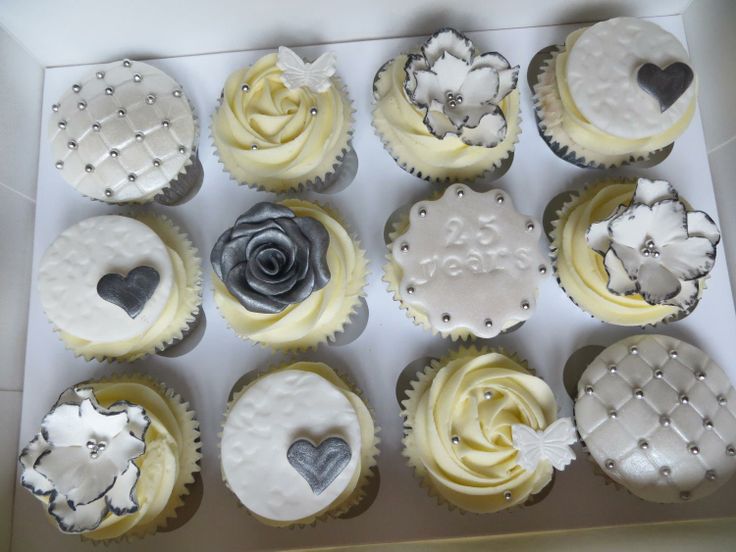 Silver Anniversary Cupcakes