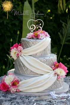 Silver Wedding Anniversary Cake