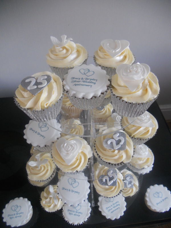 Silver Wedding Anniversary Cupcakes