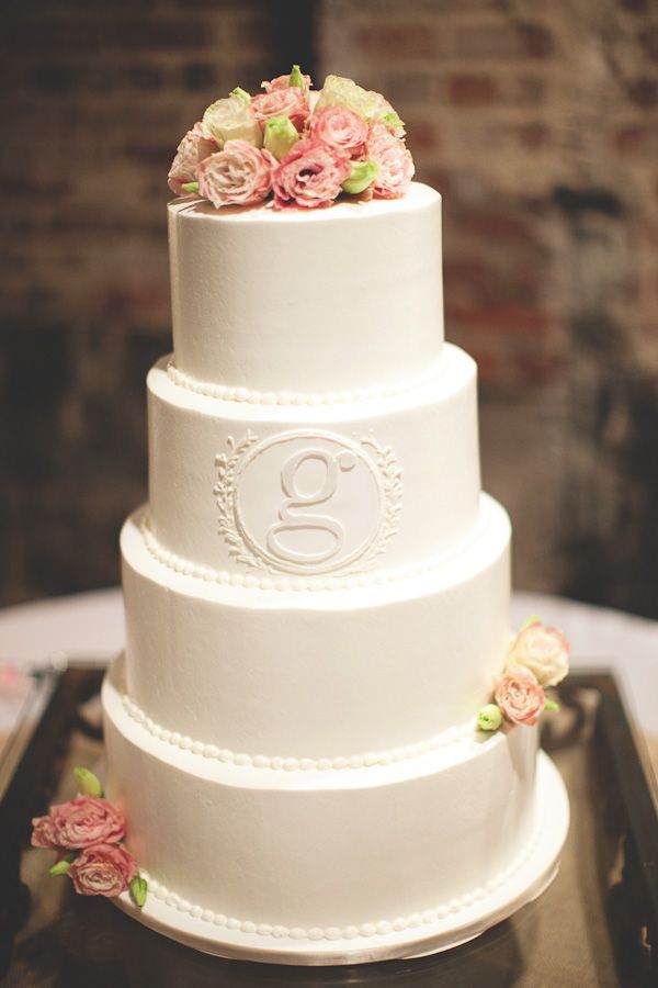 Simple Monogram Wedding Cake