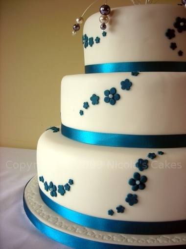 Teal and Silver Wedding Cake