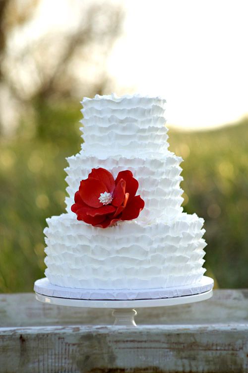 Turquoise and Coral Wedding Cake