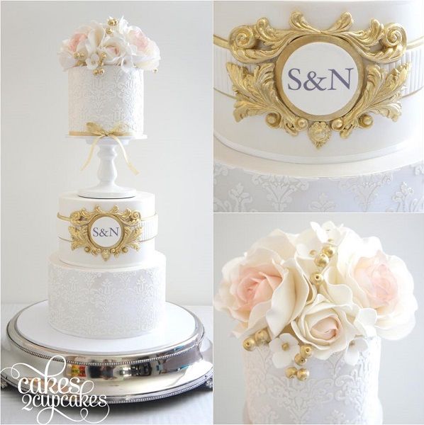 Wedding Cake with Gold Accents