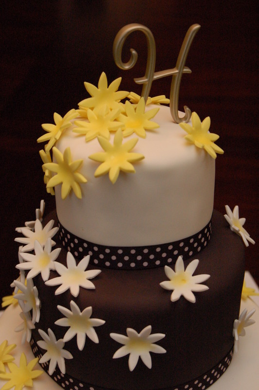 Yellow Black and White Birthday Cake