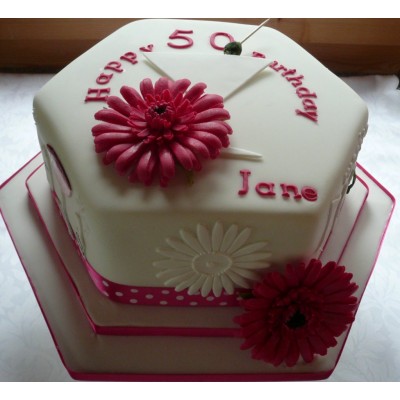 50th Birthday Cake with Flowers