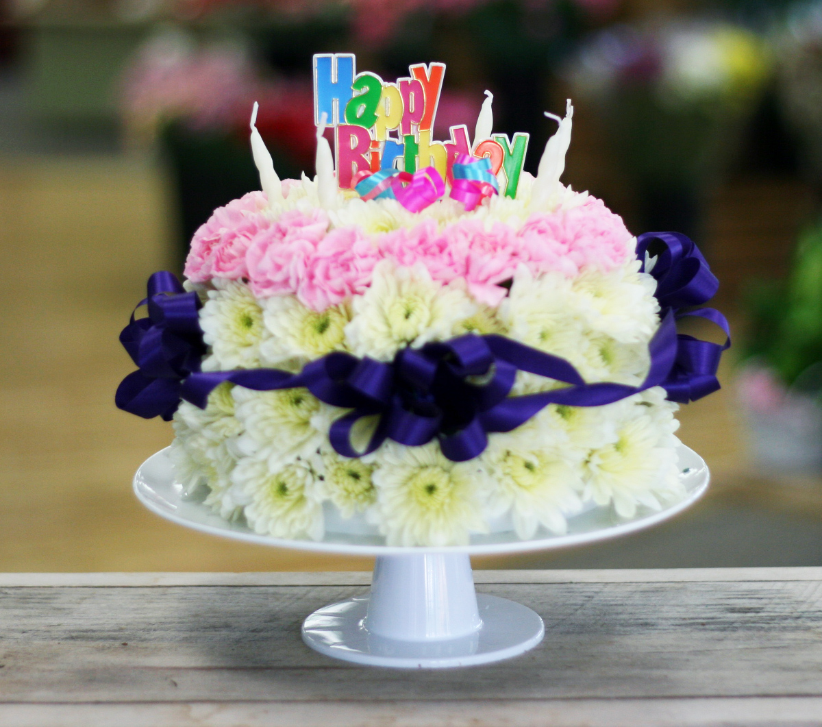 Birthday Cake with Fresh Flowers