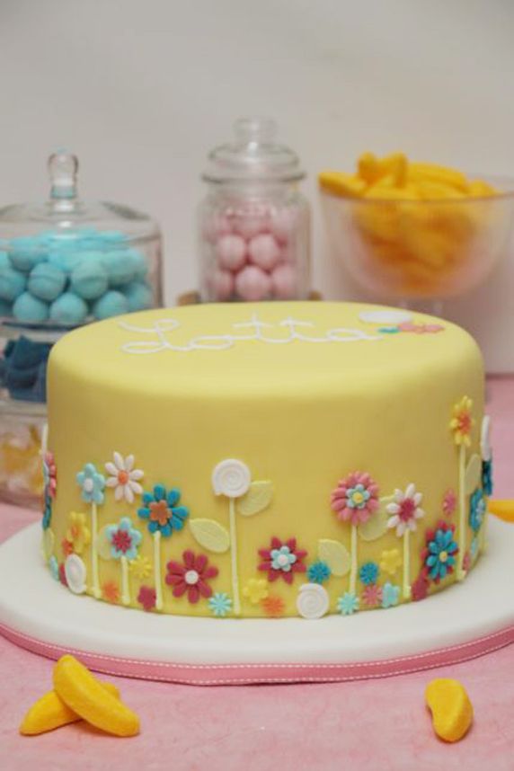 Birthday Cake with Yellow Flowers