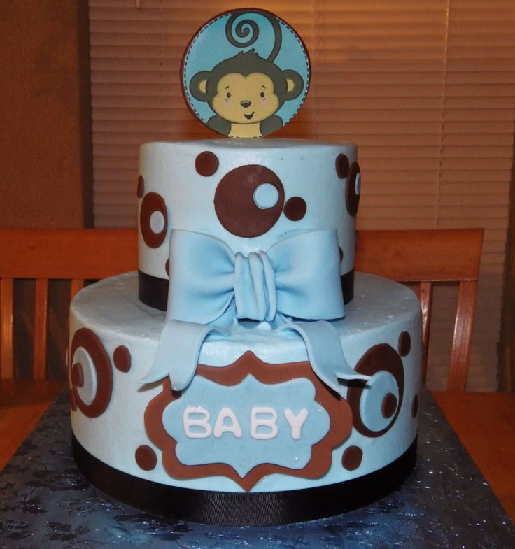 Boy Monkey Theme Baby Shower Cake