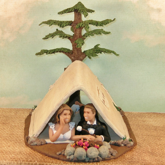 Camping Wedding Cake Topper