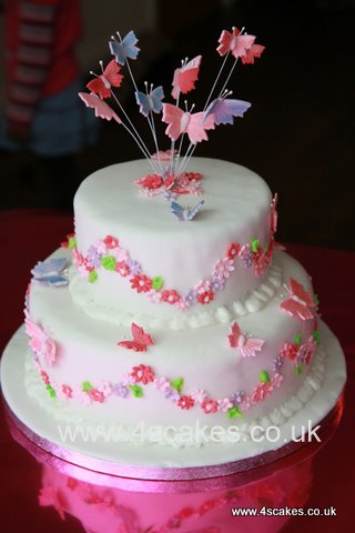 Flowers and Butterfly Girl Birthday Cakes