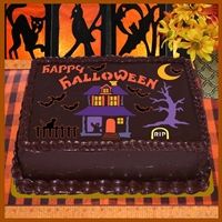 Halloween Haunted House Sheet Cake